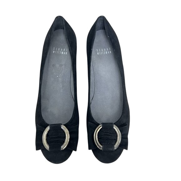 NWOT Stuart Weitzman Caring Black Suede Wedge Pump women's size 7.5 - Picture 3 of 11